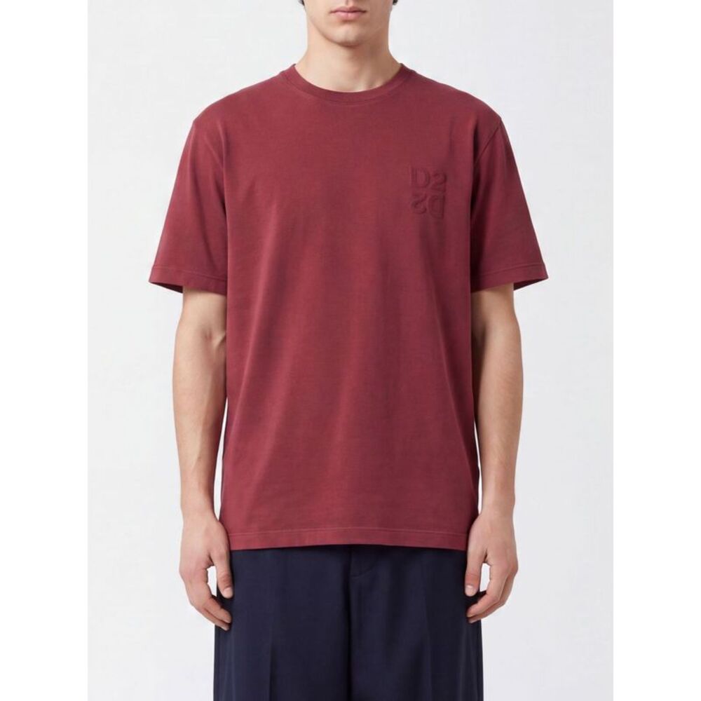Dsquared2 Men Dsquared2 Cotton T-Shirt With Padded Shoulders And Crew Neck